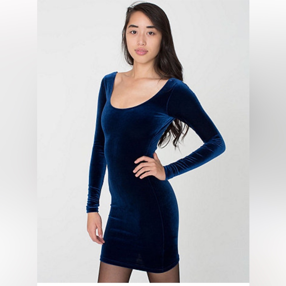 American Apparel Navy Velvet Mini Dress